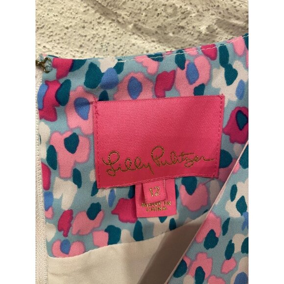 Lilly Pulitzer Blaire Dress Womens 12 Pink Blue Ruffle Sleeve Babydoll Floral - Picture 3 of 4